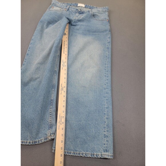 Motel Jeans Womens 28x30 Light Wash High Rise Wide Straight Leg Blue Denim - Picture 2 of 14